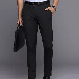 Louis Philippe Men Slim Tapered Fit Formal Trousers-picture-10
