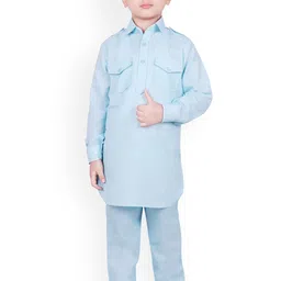 SG YUVRAJ Boys Blue Solid Kurta with Pyjamas-picture-54