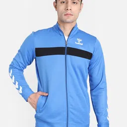 hummel Men Blue Striped Tailored Jacket-image-3