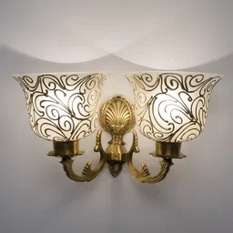 Fos Lighting Gold-Toned & White Twin Antique Wall Armed Sconce-image-85