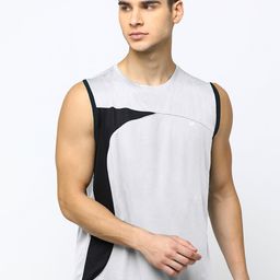 Maniac Men Grey Colourblocked Round Neck T-shirt-image-34