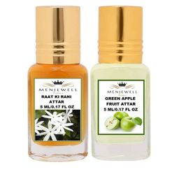 Menjewell Pack of 2 Attar - Raat Ki Rani Green Apple Fruit Attar 5 ml Each-25