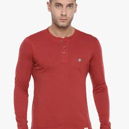 Force NXT Men Red Solid Henley Neck T-shirt-image-35