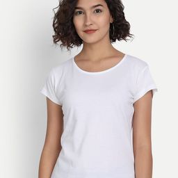 BE AWARA Women White Round Neck T-Shirt-image-90