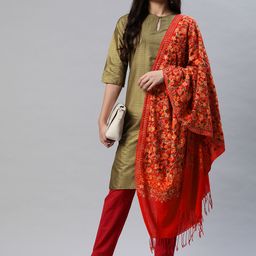 WEAVERS VILLA Women Red Aari Embroided Shawl-picture-45