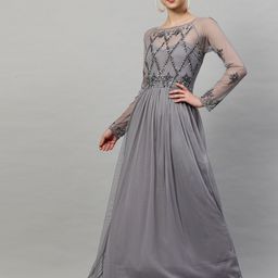 STREET 9 Women Grey Embellished Maxi Dress-image-82