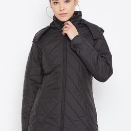 Spirit Women Black Solid Padded Jacket-image-52