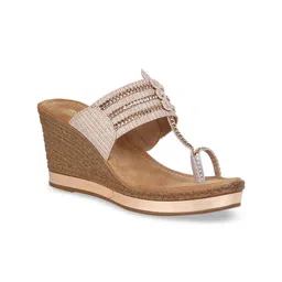 Rocia Women Rose Gold Woven Design Sandals-12