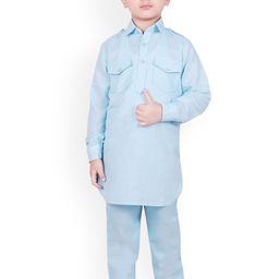 SG YUVRAJ Boys Blue Solid Kurta with Pyjamas-picture-46