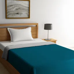 STELLAR HOME Teal Blue & Grey Solid AC Room 120 GSM Single Bed Comforter-image-44
