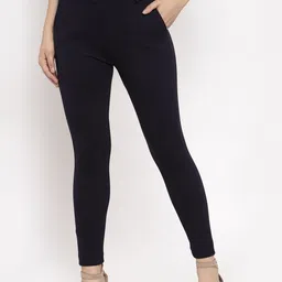 Clora Creation Women Navy Blue Solid Treggings-image-21