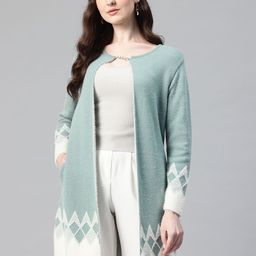 Pierre Carlo Geometric Printed Longline Cardigan-image-3