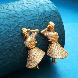 aadita Gold-Toned American Diamond Contemporary Jhumkas-image-90