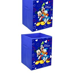 Kuber Industries Blue Set of 2 Disney Team Print Laundry Basket & Storage Box With Handles-8