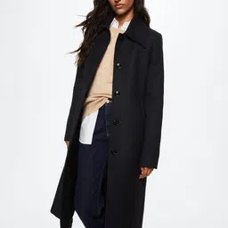 MANGO Women Navy Blue Longline Sustainable Overcoat-image-86
