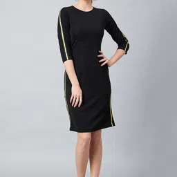 Athena Women Black Solid T-shirt Dress-27