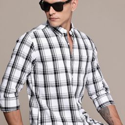 The Roadster Life Co. Checked Button-Down Collar Pure Cotton Casual Shirt-image-25