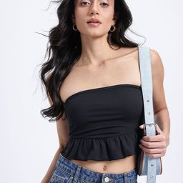 glitchez Girlboss Glam Ribbed Strapless Tube Crop Top-picture-4