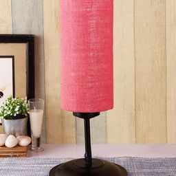 Devansh Pink & Black Solid Cylindrical Table Lamp-23