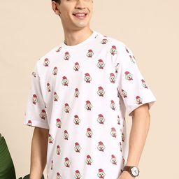 Mast & Harbour Christmas Printed Relaxed T-shirt-image-37