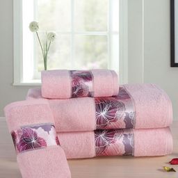 RANGOLI Set Of 4 Pink & Purple Solid 450 GSM Towel Set-13