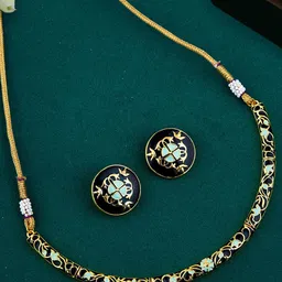 Voylla Gold-Plated Blue Enamelled Jewellery Set-13