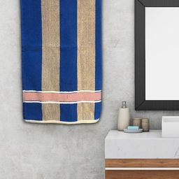 Kuber Industries Blue & Beige Striped 500 GSM Bath Towel-image-9