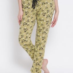 Kanvin Women Green & Black Printed Lounge Pants-image-91