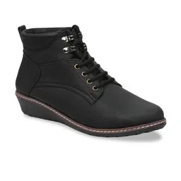 VALIOSAA Women Black Solid Heeled Boots-image-61