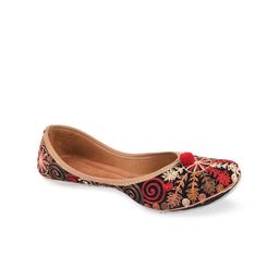 DESI COLOUR Women Black Woven Design Mojaris-image-18