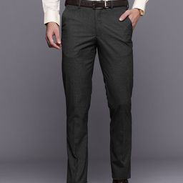 Louis Philippe Men Slim Fit Textured Checked Formal Trousers-picture-21