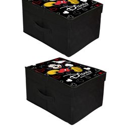 Kuber Industries Set Of 2 Black Disney Mickey Mouse Printed Foldable Saree Cover Storage Boxes With Lids-8