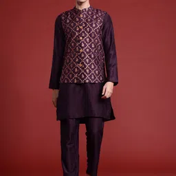 Anouk Indie Print Kurta with Pyjamas & Nehru Jacket-image-22
