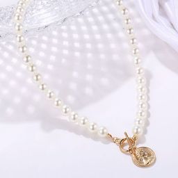 Jewels Galaxy White Gold-Plated Beaded Necklace-63