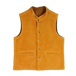 My Little Lambs Boys Mustard Yellow Solid Velvet Pure Cotton Nehru Jacket-image-60
