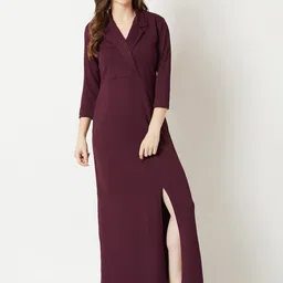 Miss Chase Women Maroon Solid Maxi Dress-image-59