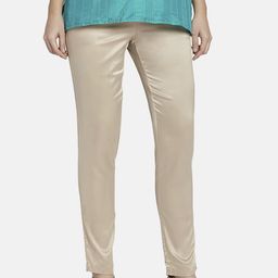 Go Colors Women Gold-Toned Tapered Fit Solid Regular Trousers-picture-21