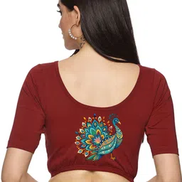 NOT YET by us Back Printed Stretchable Saree Blouse-picture-4