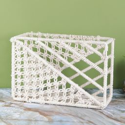 The Decor Mart White Self-Design Handcrafted Macrame with Metal Wire Frame File Oraganizer-42