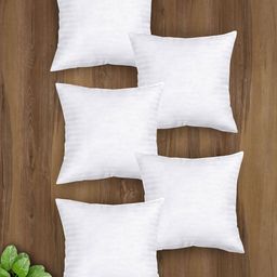 Clasiko Set Of 5 White Striped Square Floor Cushions-17
