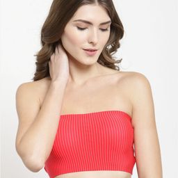 PrettyCat Red Printed Non-Wired Lightly Padded Bandeau Bra PC-SB-5133-picture-1