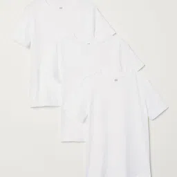 HM Boys White Solid 3-Pack Sustainable Pure Cotton T-shirts-image-98