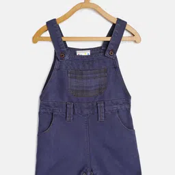 Eimoie Girls Blue Solid Denim Short Dungaree-image-31