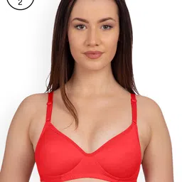 KOMLI Set Of 2 Solid Non-Wired Heavily Padded T-shirt Bra K9555-2PC-RD-image-48