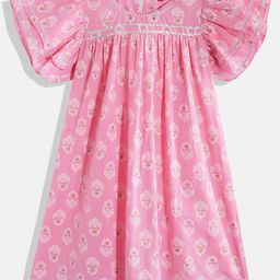 Indo Era Ethnic Motifs Print Flared Sleeve Cotton A-Line Dress-picture-8