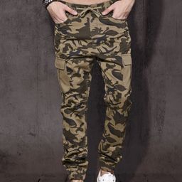 Roadster Men Olive Green Slim Fit Printed Joggers-image-73