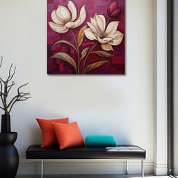 OLIVE TREE Beige & Purple Canvas Painting Wall Art-picture-33