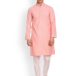 Wintage Men Pink Solid Straight Kurta-image-6