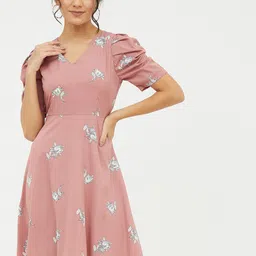 Harpa Pink & White Floral Dress-image-7