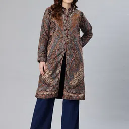 SWI Stylish Women Floral Woollen Lightweight Tailored Jacket-11